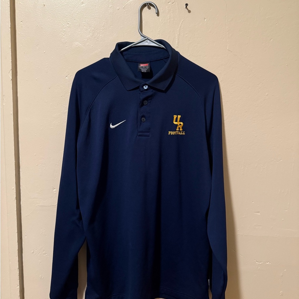 Vintage Nike Men's Dark Blue Long Sleeve Polo